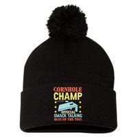 Cornhole Champ Bean Bag Toss Player Pom Pom 12in Knit Beanie