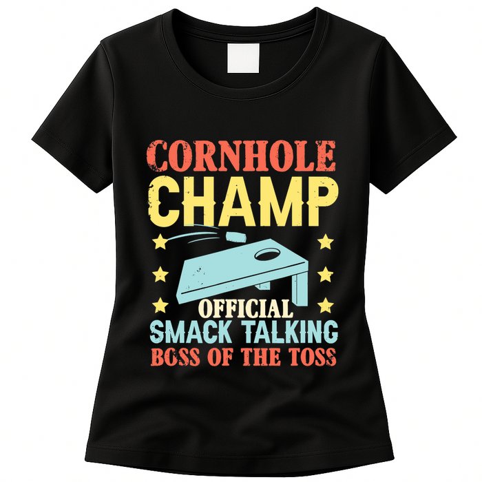 Cornhole Champ Bean Bag Toss Player Womens T-Shirt