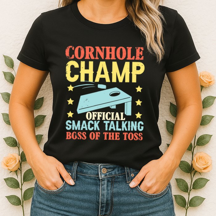 Cornhole Champ Bean Bag Toss Player Womens T-Shirt