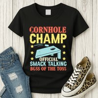 Cornhole Champ Bean Bag Toss Player Womens T-Shirt