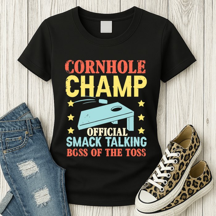 Cornhole Champ Bean Bag Toss Player Womens T-Shirt