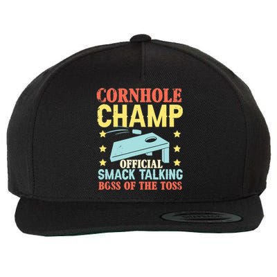 Cornhole Champ Bean Bag Toss Player Wool Snapback Cap