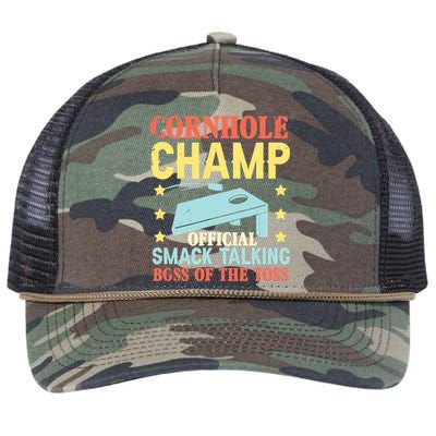 Cornhole Champ Bean Bag Toss Player Retro Rope Trucker Hat Cap