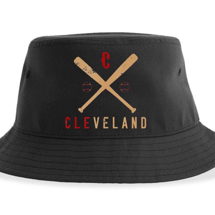 Cleveland Cle Baseball Vintage Distressed Sustainable Bucket Hat