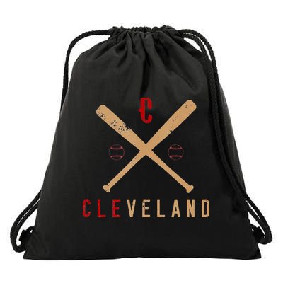 Cleveland Cle Baseball Vintage Distressed Drawstring Bag