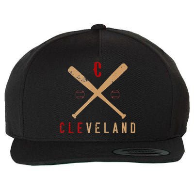 Cleveland Cle Baseball Vintage Distressed Wool Snapback Cap