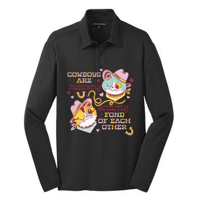 Cowboy Cats By Pinkgabbercat Silk Touch Performance Long Sleeve Polo