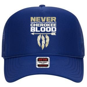 Cool Cherokee Blood Wo Funny Native American Gift For Her High Crown Mesh Back Trucker Hat