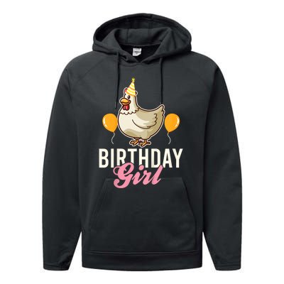 Cute Chicken Birthday Girl Performance Fleece Hoodie