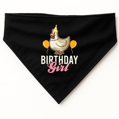 Cute Chicken Birthday Girl USA-Made Doggie Bandana