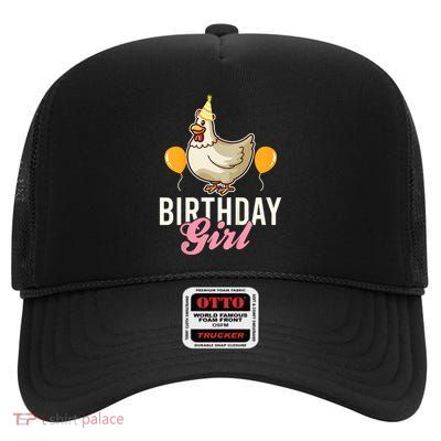 Cute Chicken Birthday Girl High Crown Mesh Back Trucker Hat