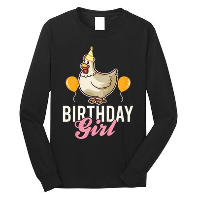 Cute Chicken Birthday Girl Long Sleeve Shirt