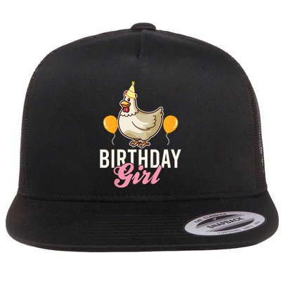 Cute Chicken Birthday Girl Flatbill Hat