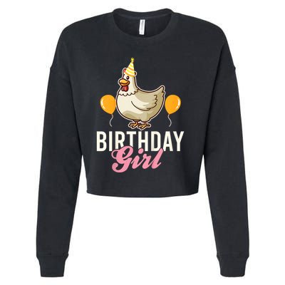 Cute Chicken Birthday Girl Cropped Pullover Crew