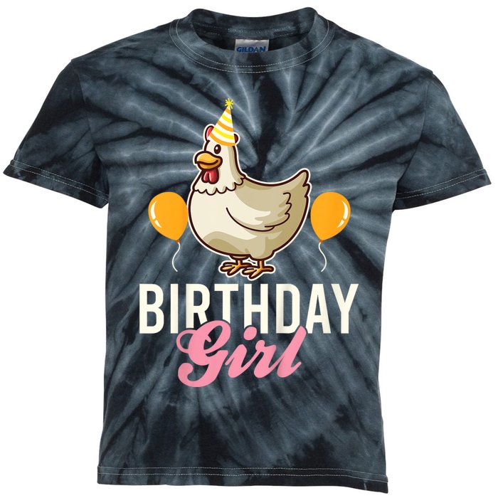 Cute Chicken Birthday Girl Kids Tie-Dye T-Shirt