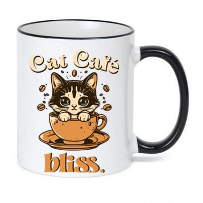 Cat Cafe Bliss Cats And Coffee 11oz Black Color Changing Mug