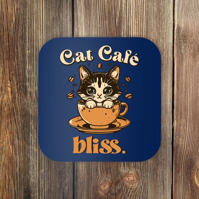 Cat Cafe Bliss Cats And Coffee Coaster