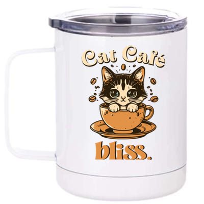 Cat Cafe Bliss Cats And Coffee 12 oz Stainless Steel Tumbler Cup