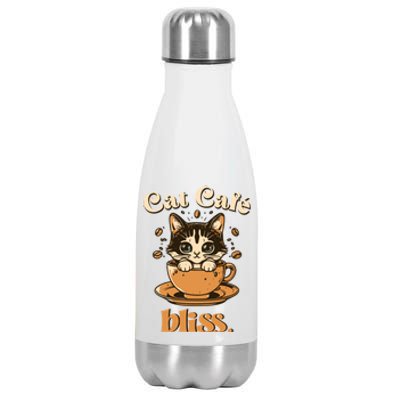 Cat Cafe Bliss Cats And Coffee Stainless Steel Insulated Water Bottle