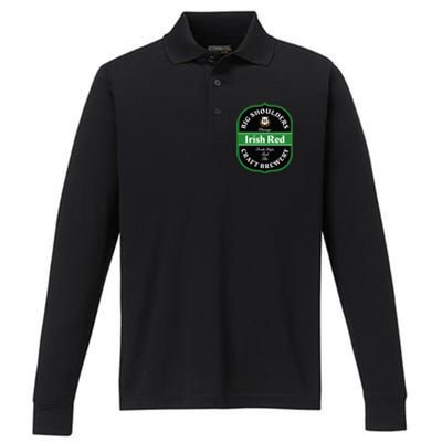 Chicago Craft Beer Irish Red Ale Logo Novelty Gift Performance Long Sleeve Polo