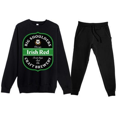 Chicago Craft Beer Irish Red Ale Logo Novelty Gift Premium Crewneck Sweatsuit Set