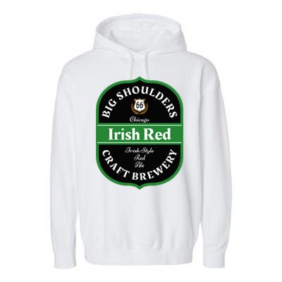 Chicago Craft Beer Irish Red Ale Logo Novelty Gift Garment-Dyed Fleece Hoodie