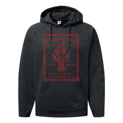 Crawfish Crew Breaux Bridge Retro Cajun Seafood Performance Fleece Hoodie