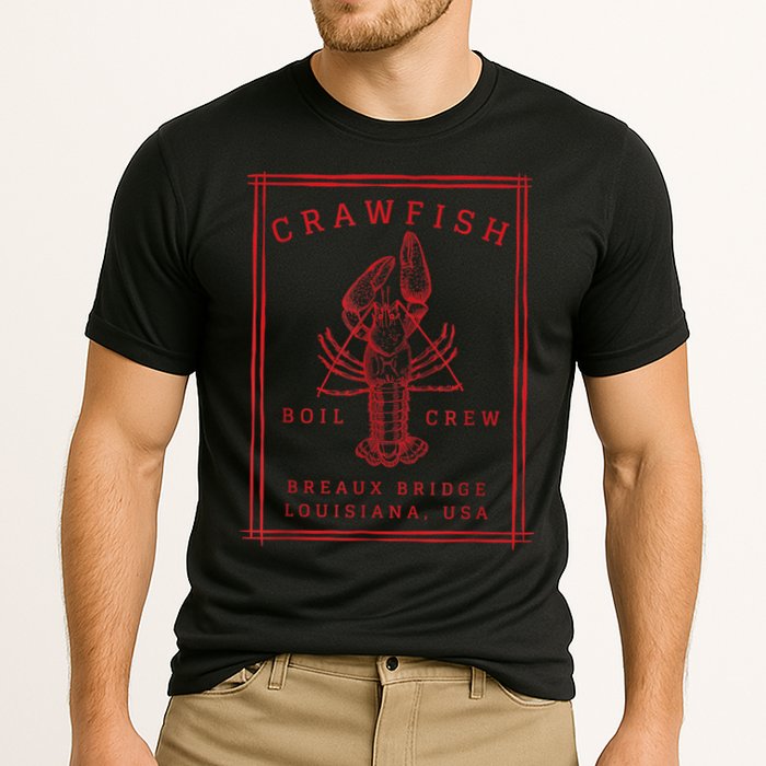 Crawfish Crew Breaux Bridge Retro Cajun Seafood Cooling Performance Crew T-Shirt