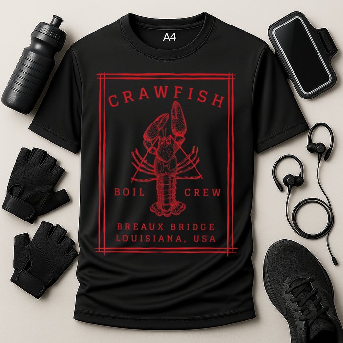 Crawfish Crew Breaux Bridge Retro Cajun Seafood Cooling Performance Crew T-Shirt
