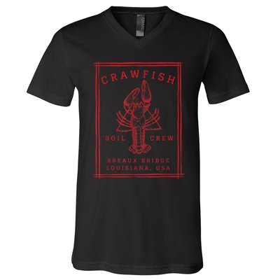 Crawfish Crew Breaux Bridge Retro Cajun Seafood V-Neck T-Shirt