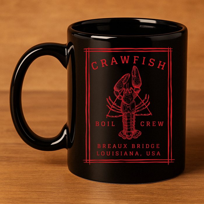 Crawfish Crew Breaux Bridge Retro Cajun Seafood 11oz C Handle Ceramic Mug