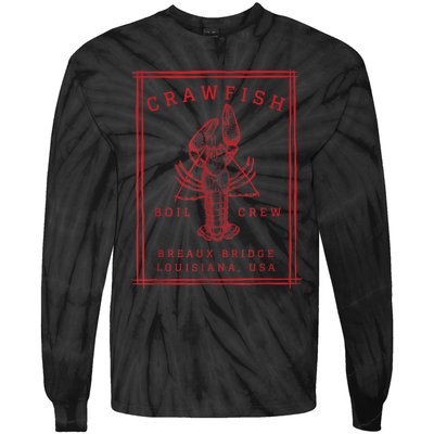 Crawfish Crew Breaux Bridge Retro Cajun Seafood Tie-Dye Long Sleeve Shirt