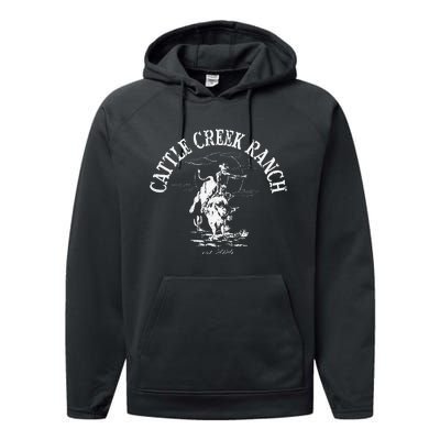 Cattle Creek Bucking Bull Rodeo Logo Graphic Performance Fleece Hoodie