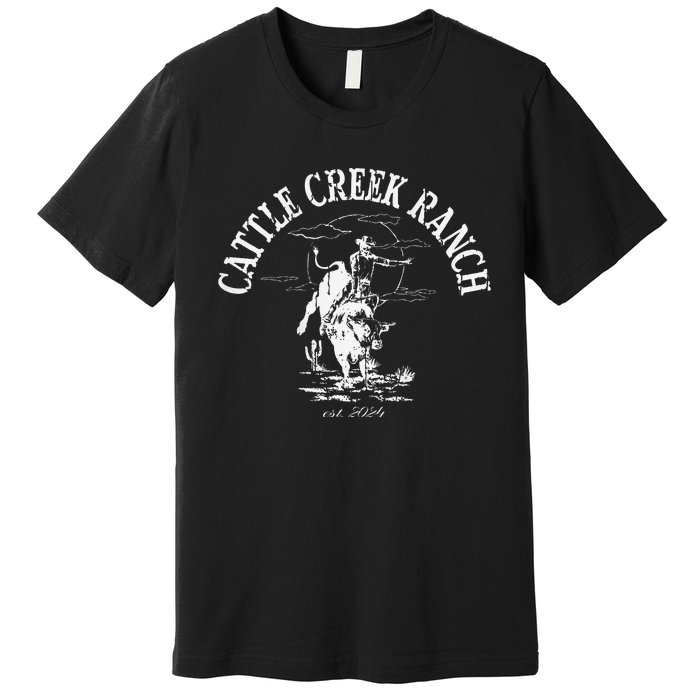 Cattle Creek Bucking Bull Rodeo Logo Graphic Premium T-Shirt