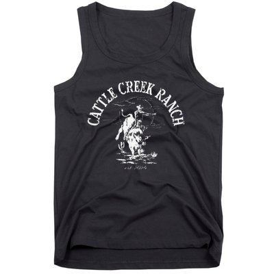 Cattle Creek Bucking Bull Rodeo Logo Graphic Tank Top