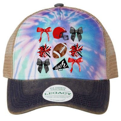 Cheer Coquette Bow American Football Autumn Thanksgiving Legacy Tie Dye Trucker Hat