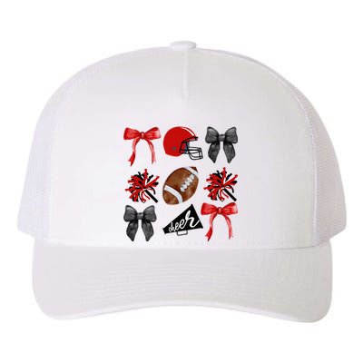 Cheer Coquette Bow American Football Autumn Thanksgiving Yupoong Adult 5-Panel Trucker Hat