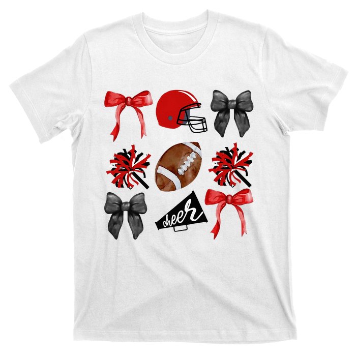 Cheer Coquette Bow American Football Autumn Thanksgiving T-Shirt