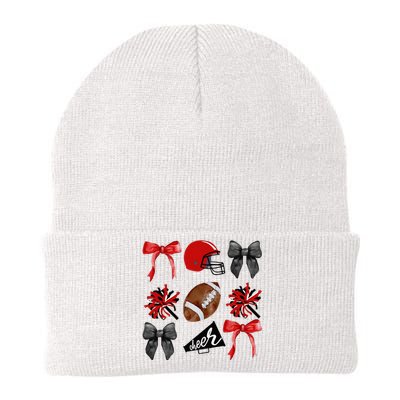 Cheer Coquette Bow American Football Autumn Thanksgiving Knit Cap Winter Beanie