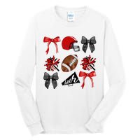 Cheer Coquette Bow American Football Autumn Thanksgiving Tall Long Sleeve T-Shirt