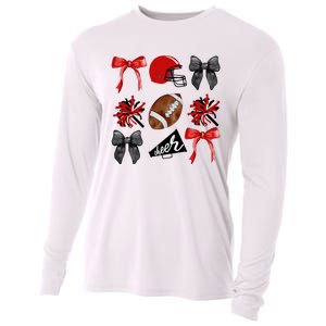 Cheer Coquette Bow American Football Autumn Thanksgiving Cooling Performance Long Sleeve Crew