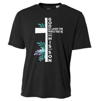 Christian Cross Bible Faith Quote John 316 Cooling Performance Crew T-Shirt