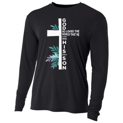 Christian Cross Bible Faith Quote John 316 Cooling Performance Long Sleeve Crew