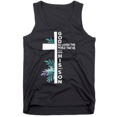 Christian Cross Bible Faith Quote John 316 Tank Top