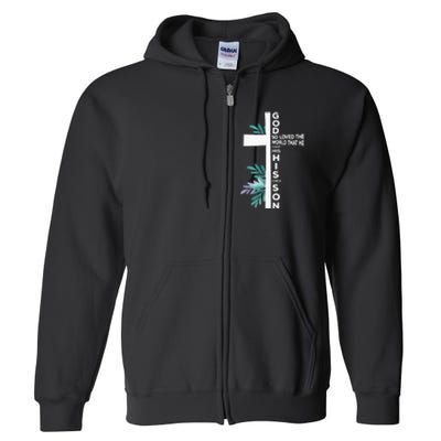 Christian Cross Bible Faith Quote John 316 Full Zip Hoodie