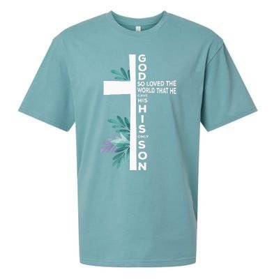 Christian Cross Bible Faith Quote John 316 Sueded Cloud Jersey T-Shirt