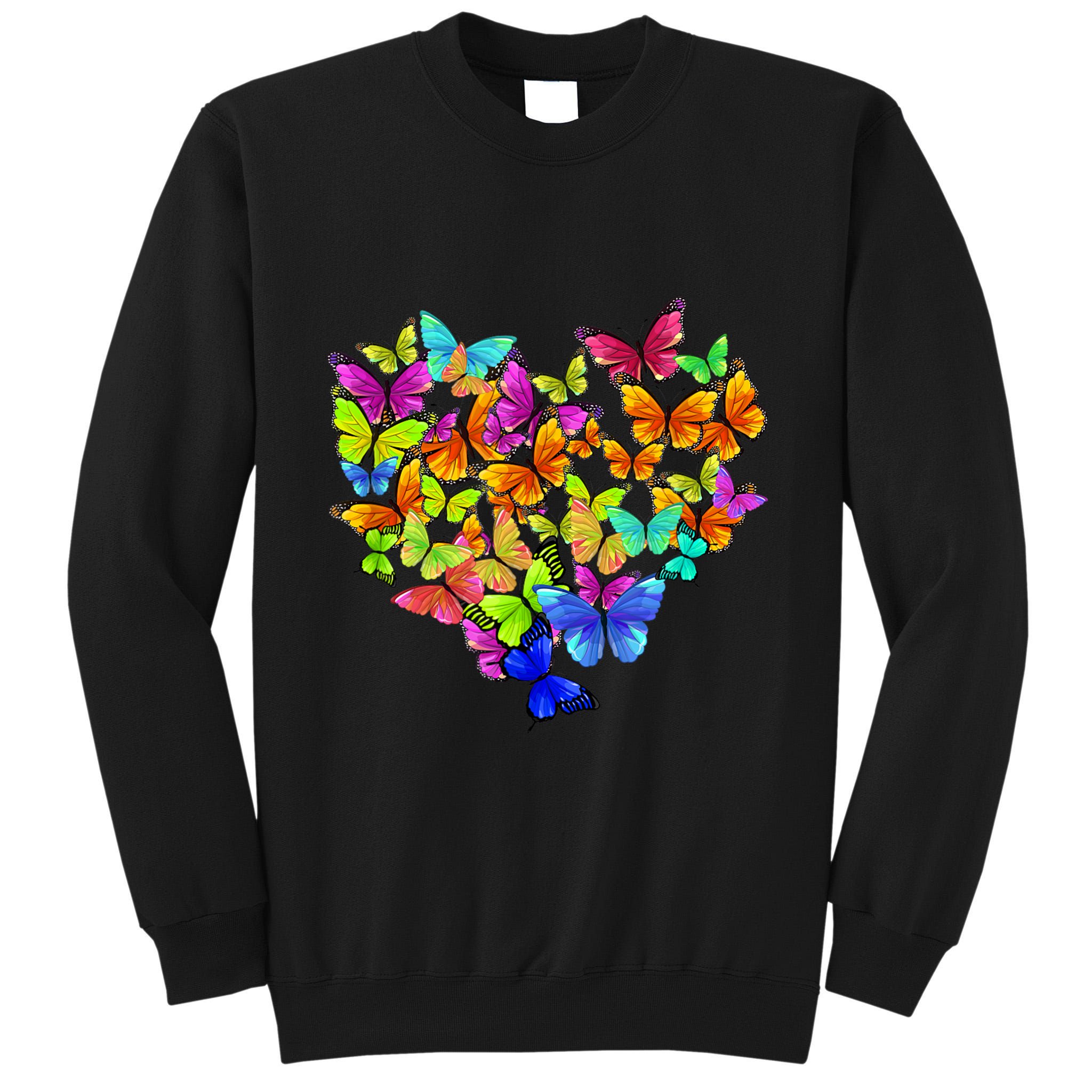 Colorful Cute Butterfly Heart Rainbow Butterflies Tall Sweatshirt