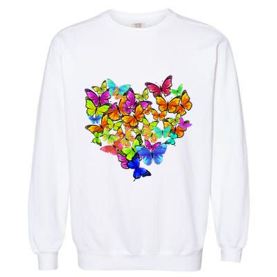 Colorful Cute Butterfly Heart Rainbow Butterflies Garment-Dyed Sweatshirt