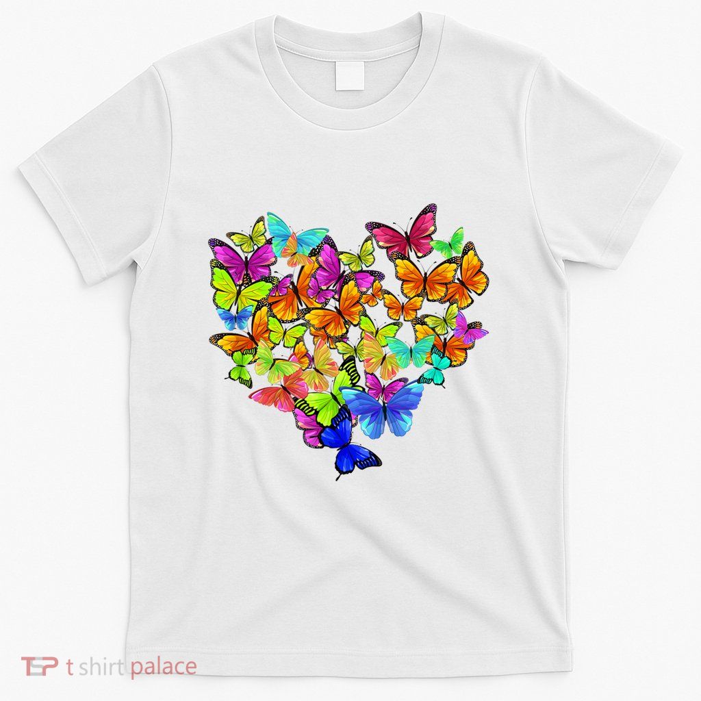 Colorful Cute Butterfly Heart Rainbow Butterflies T-Shirt