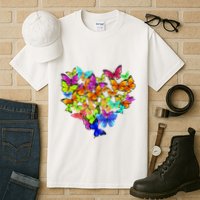 Colorful Cute Butterfly Heart Rainbow Butterflies Tall T-Shirt